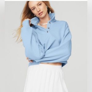 Alo Polo Henley Pullover in Tile Blue - Sz S